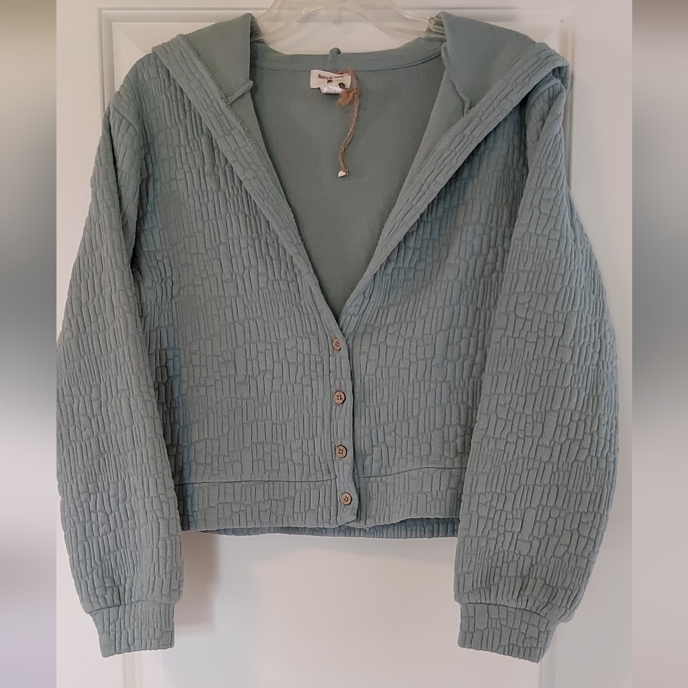 NWOT World Market Cropped Long Sleeve Hoody Seafoam Green OS Fits S,M,L